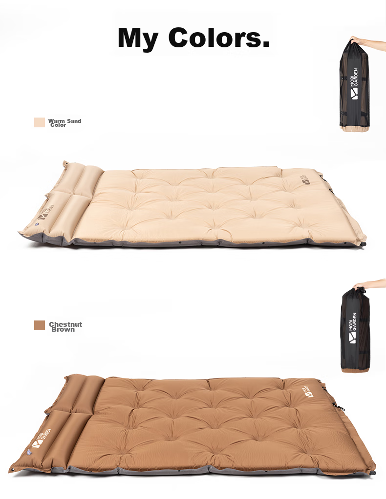 MOBIGARDEN Moisture-Proof Mat, Outdoor Camping Splicing Pillow Double Automatic Inflatable Mat, NX19663004, Warm Sand Color 11
