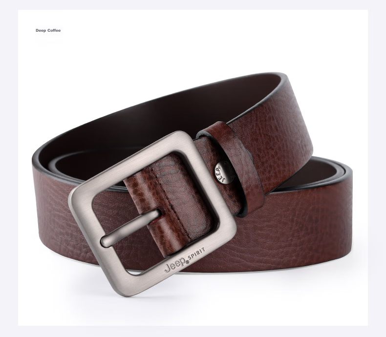 JEEP SPIRIT Men's Belt with Pin Buckle, Top-Grain Leather, Casual Business Trouser Belt, Birthday And Father's Day Gift for Young And Middle-Aged Me 17