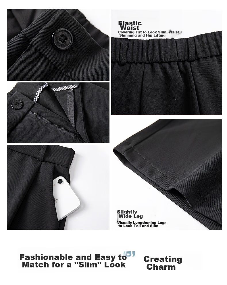 LangSha Women's Suit Shorts, Lightweight And Loose-Fitting for Summer Wear, Wide-Leg Five-Point Shorts, High-Waisted A-Line Slimming Casual Shorts 11