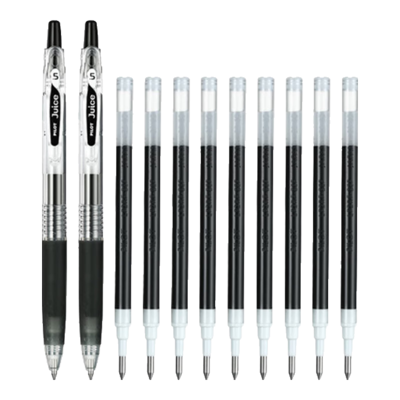 PILOT [Best-Selling Product] Juice Gel Pen, Black, 0.5mm, Retractable Pen, Stationery Set, Office Supplies, Exam Writing Tool, Aesthetically Pleasing for Students, 2 Pens + 9 Refills