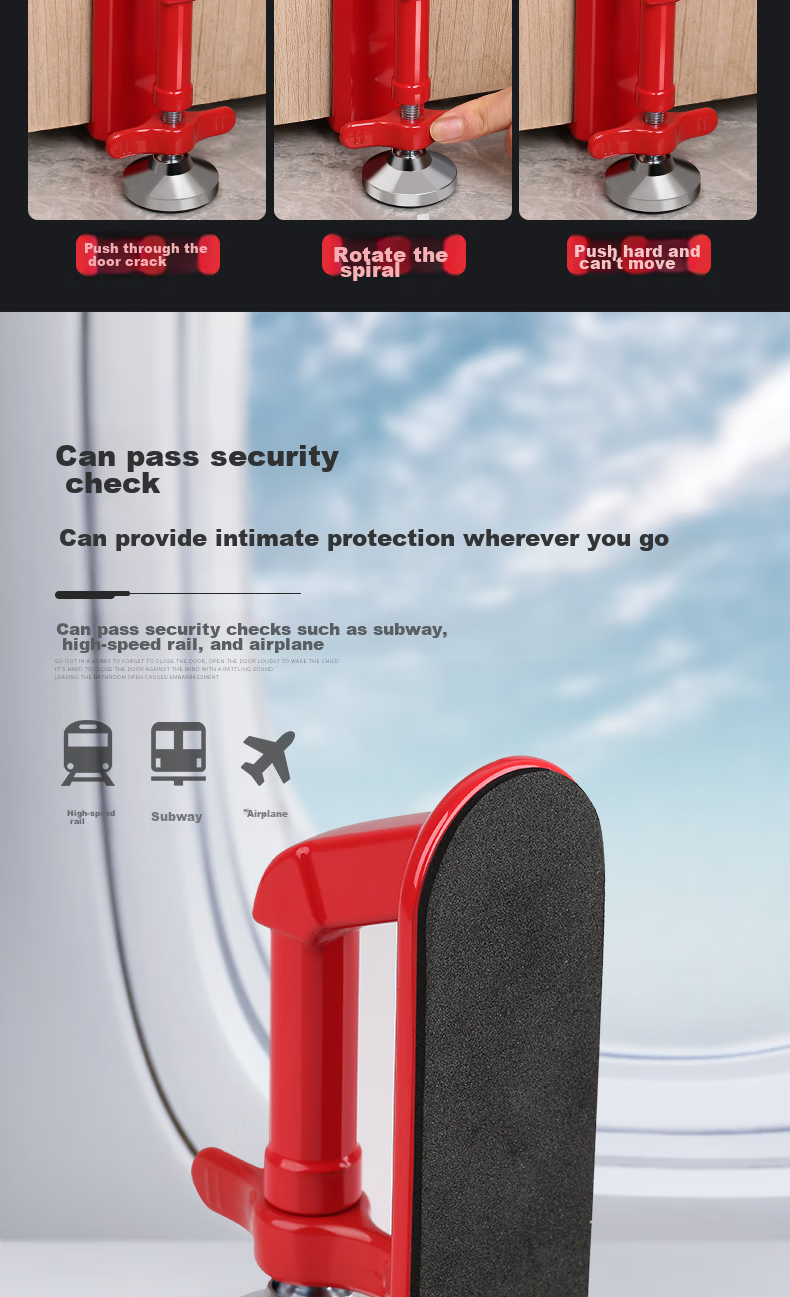 Etravel Door Stopper Travel Strong Door Blocker Card Door Opener for Women's Self-Defense Anti-Theft Essential Device Hotel Guesthouse Home Portable Safety Lock Door Stopper China Red 10