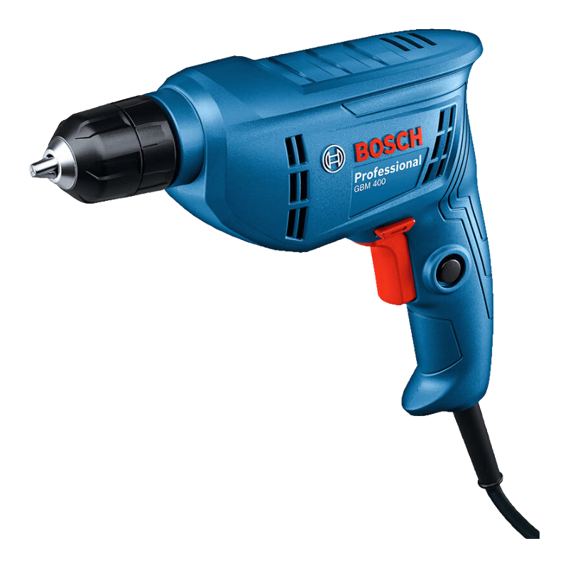 BOSCH Electric Drill Driver for Wood And Metal, Hole Drilling And Screw Driving, 400W, GBM 400 KLE Self-Locking Chuck