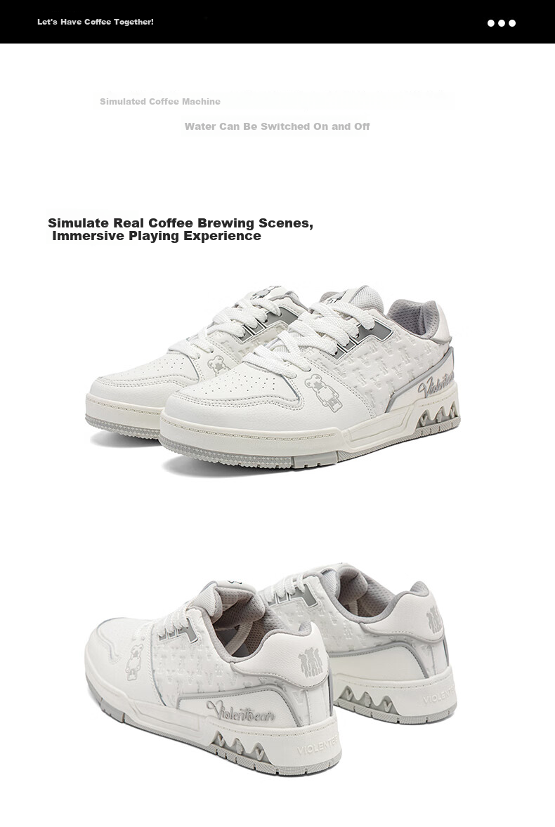 VIOLENTBEAR Men's Shoes, Summer Trendy Sneakers, Casual Couple Breathable Sports Shoes, 889YF White And Gray [Glow-In Style], Size 37 17
