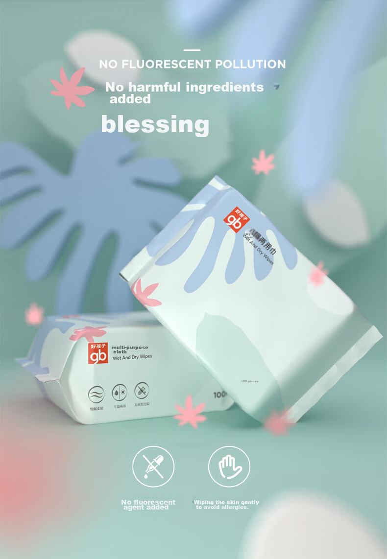 Gb Baby Soft Wipes, Face Towels for Children, Dry And Wet Use, 100 Sheets * 6 Packs, Disposable Facial Cleansing Wipes for Babies 4