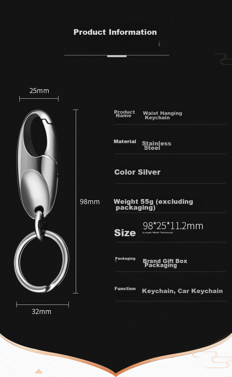 YORA Lotus 316L Stainless Steel Keychain, Men's Car Key Ring Pendant, Waist-Hanging Key Chain, High-End Key Fob 2