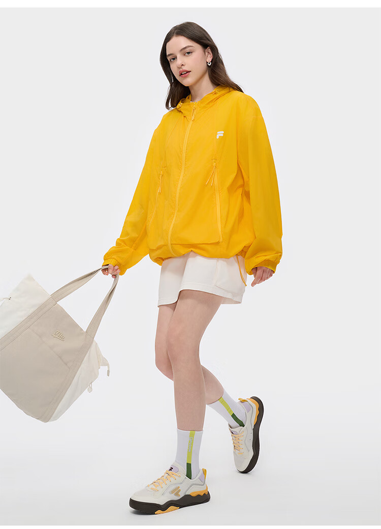FILAFUSION FILA Trendy Couple's Woven Jacket, Summer Loose Sun Protection Hooded Top 17