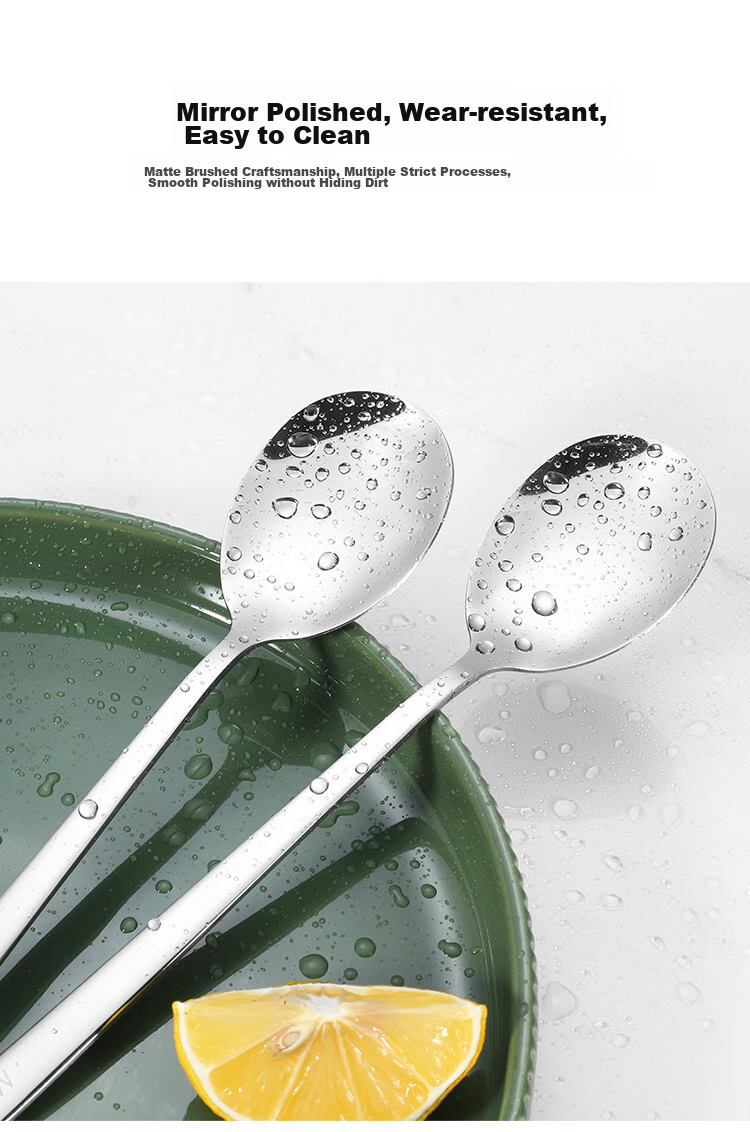 MAXCOOK Stainless Steel Soup Ladle And Spoon Set, Extra Large Thick Round Serving Spoons for Rice And Soup, 5-Piece Set MCGC0477 7