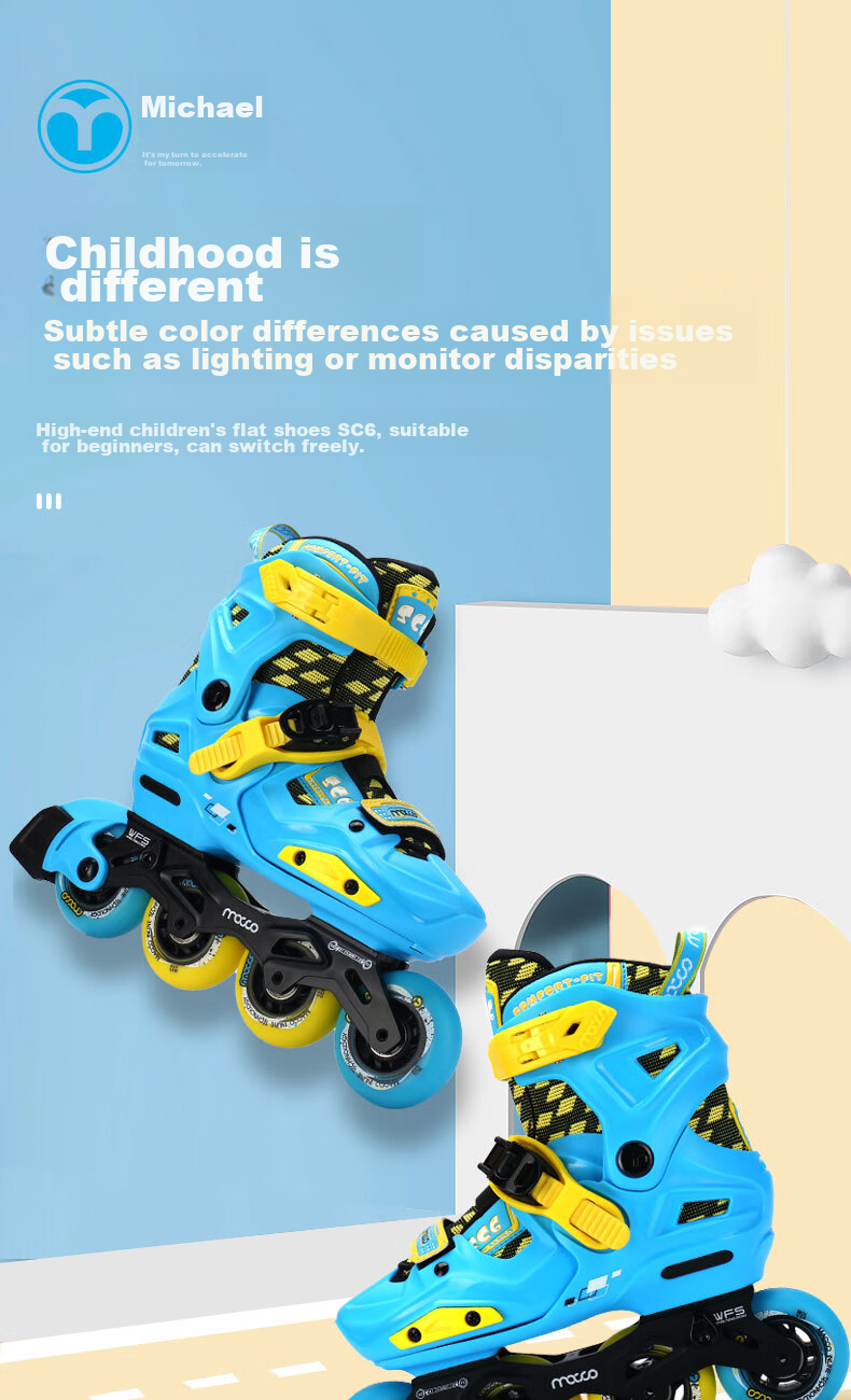 Migao Roller Skates for Children, High-End Inline Skates for Boys And Girls, Beginner Lockable Wheels Ice Skates Complete Set SC6 Pink L 2