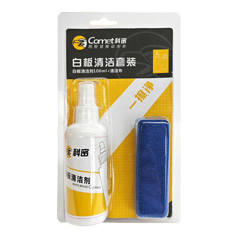 Kemi (Comet) Whiteboard Cleaning Kit: 100ml Cleaner (Suitable for Whiteboard/blackboard/greenboard) + Cleaning Cloth, Whiteboard Accessory CMQJ100