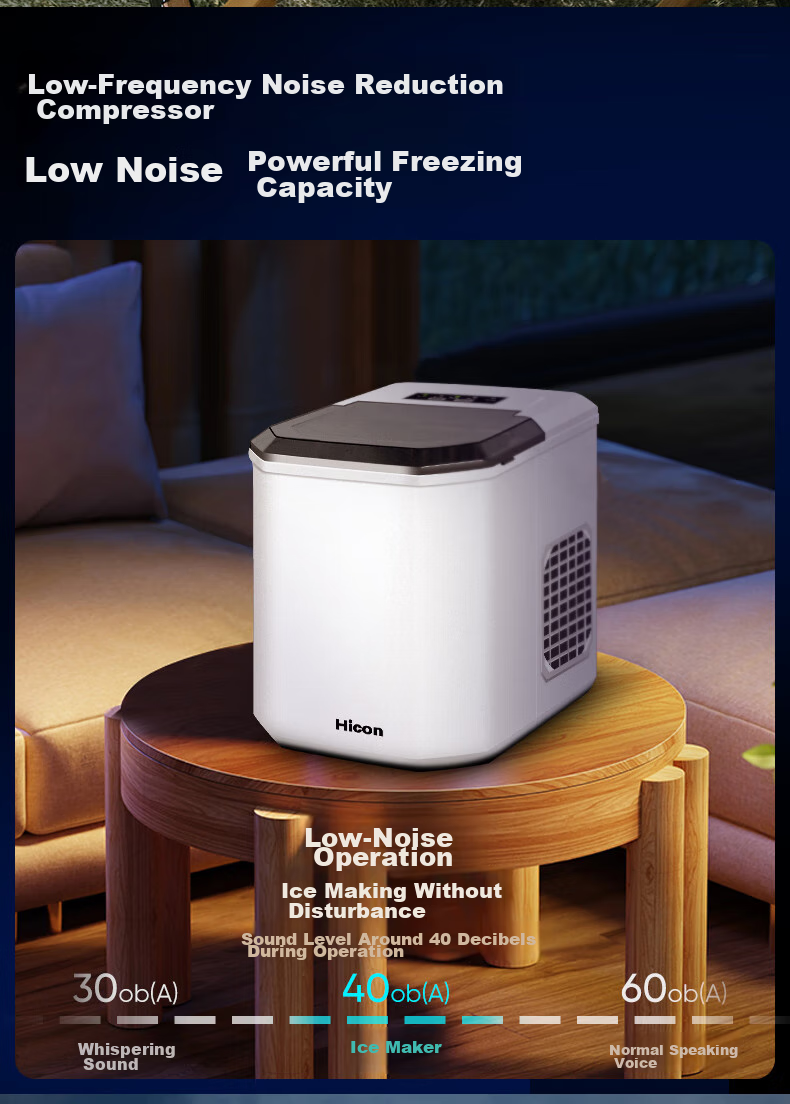 Hicon Ice Maker for Home Use, Small Dormitory Ice Machine, 15KG Bullet Ice, Automatic Cleaning, UV Disinfection + Antibacterial Inner Tank, Home Use Handheld Ice Maker, Ice Cube Maker 9