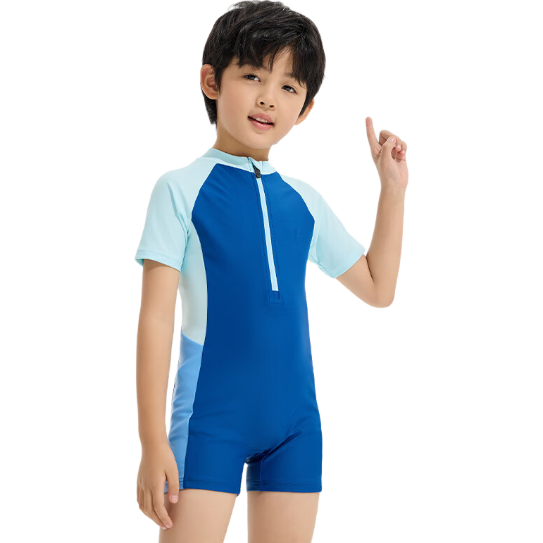 Li-Ning Children's Swimsuit, Boys' One-Piece Surfing Suit, Comfortable And Breathable, for Beach And Hot Springs, Swimwear 808, Navy Blue, Size 140