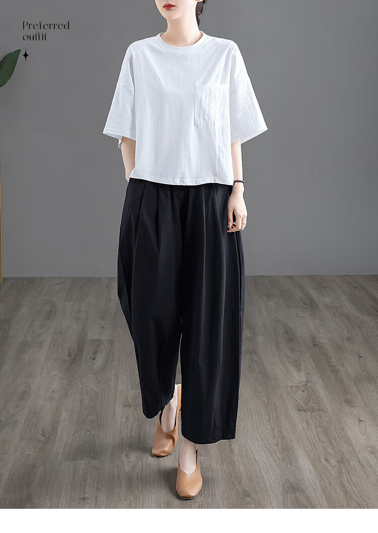Siboshe Loose T-Shirt, 2026 Summer Collection, Slimming Round Neck Pullover, Simple And Comfortable Top 1