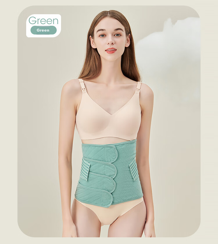 JOYNCLEON Postpartum Belly Wrap, Breathable Shaping Bandage, Pelvic Support Belt, Specialized for Natural And C-Section Delivery, Green, XL Size 27