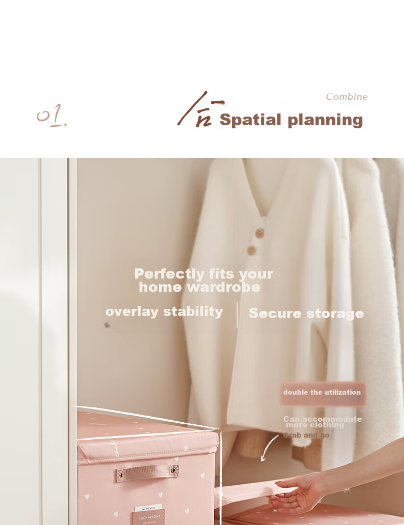 EACHY Foldable Clothes Storage Box, 40L Capacity, Pink Color, 1 Piece 6