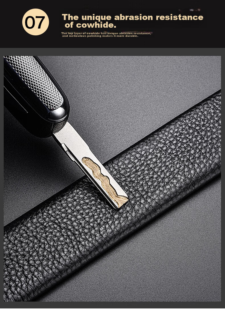 CARTELO Men's Belt, Top-Grain Leather, Single-Belt Automatic Buckle, No Buckle Head, Fashionable Waistband, Gift for Husband 6