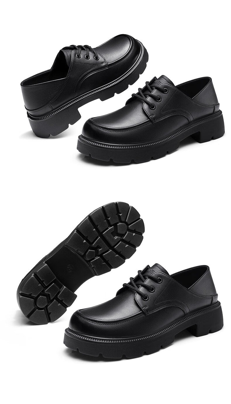 Qiangren Women's Shoes, Top-Grain Leather, Breathable Thick-Soled Flats, Comfortable Wide-Fit Leather Shoes, Loafers, JDA73272, Black, Size 37 15
