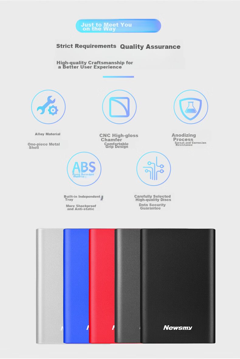 Newsmy 1TB Portable Hard Drive Mechanical, Metal Mingyue Series, USB3.0, 2.5-Inch, Sapphire Blue, Stable And Durable, High-Speed Transfer, Data Backup 5