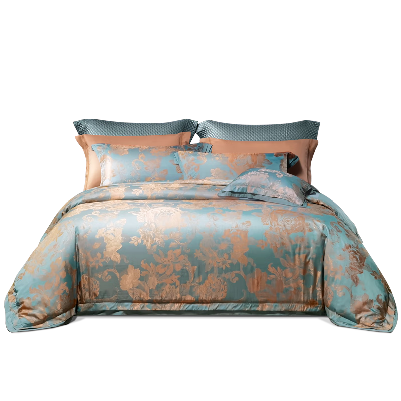 FUANNA Bedding Set, High-Quality Jacquard Pattern, Pure Cotton Bed Sheet And Duvet Cover, for Single Or Double Beds, Suitable for 1.5-Meter Bed, Gray