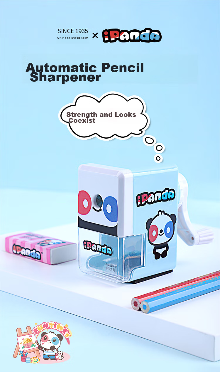 Zhonghua H1001 Student Stationery Panda Pencil Sharpener/rotary Pencil Sharpener/automatic Pencil Sharpener for School Opening H1001 Blue 1