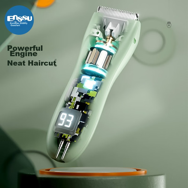 Enssu Baby Hair Clipper, Digital Display Low Noise Quiet Waterproof Children's Hair Trimmer Electric Shaver ES930A