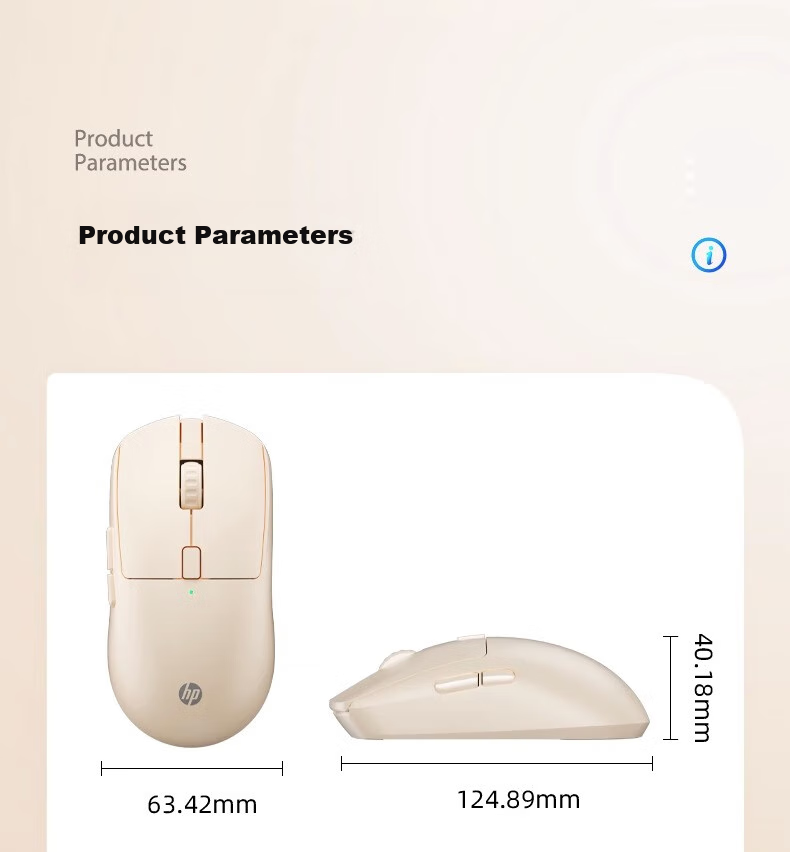 HP M23G2 Dual-Mode Wireless Mouse in Milk Tea Color, Lightweight at 65g with Wired/wireless dual-mode connection, Type-C charging, 10000 DPI adjustable driver, ergonomic desig 19