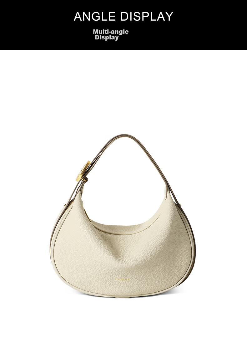 CASSILE Women's Handbag, Top-Grain Leather, Crescent Moon Design, Underarm Crossbody Bag, Practical Gift for Wife on May 20th 23