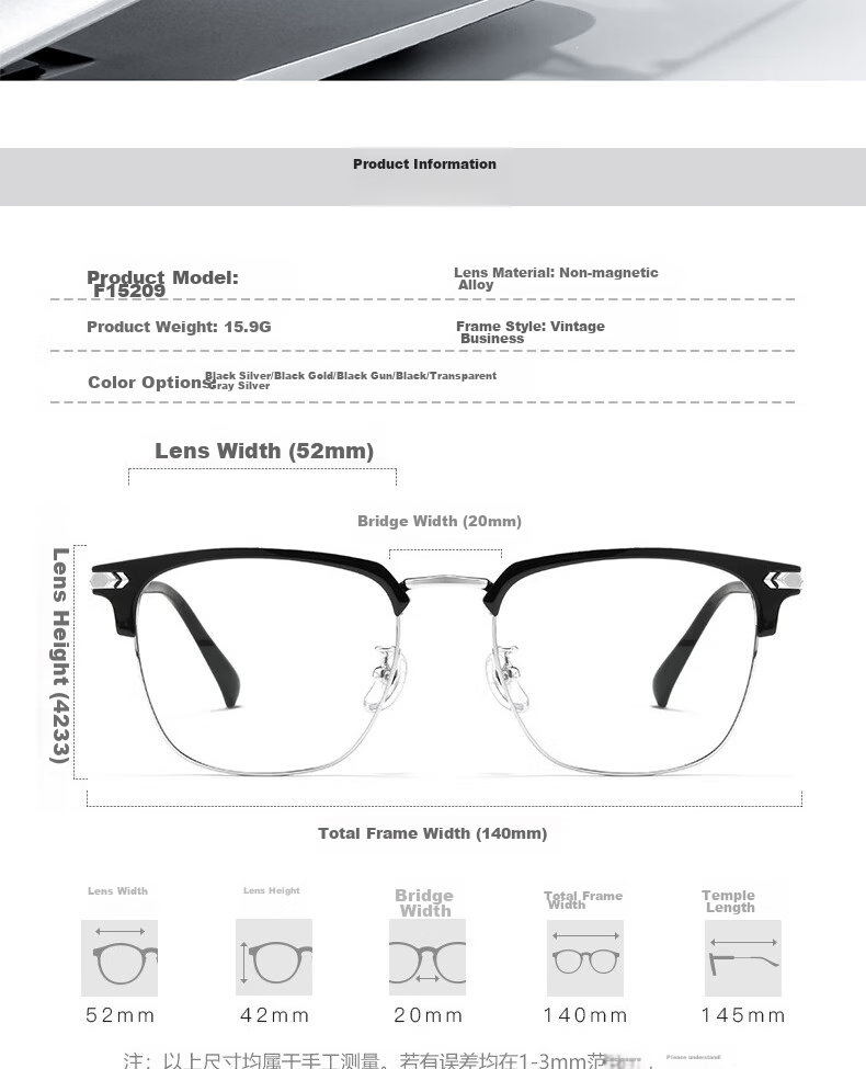 Cuntiandaofu Blue Light Blocking Glasses, Semi-Rimless Glasses, Ultra-Light Non-Prescription Protective Eyewear for Men And Women, High Definition Clear Lenses, Black And Silver Color 10