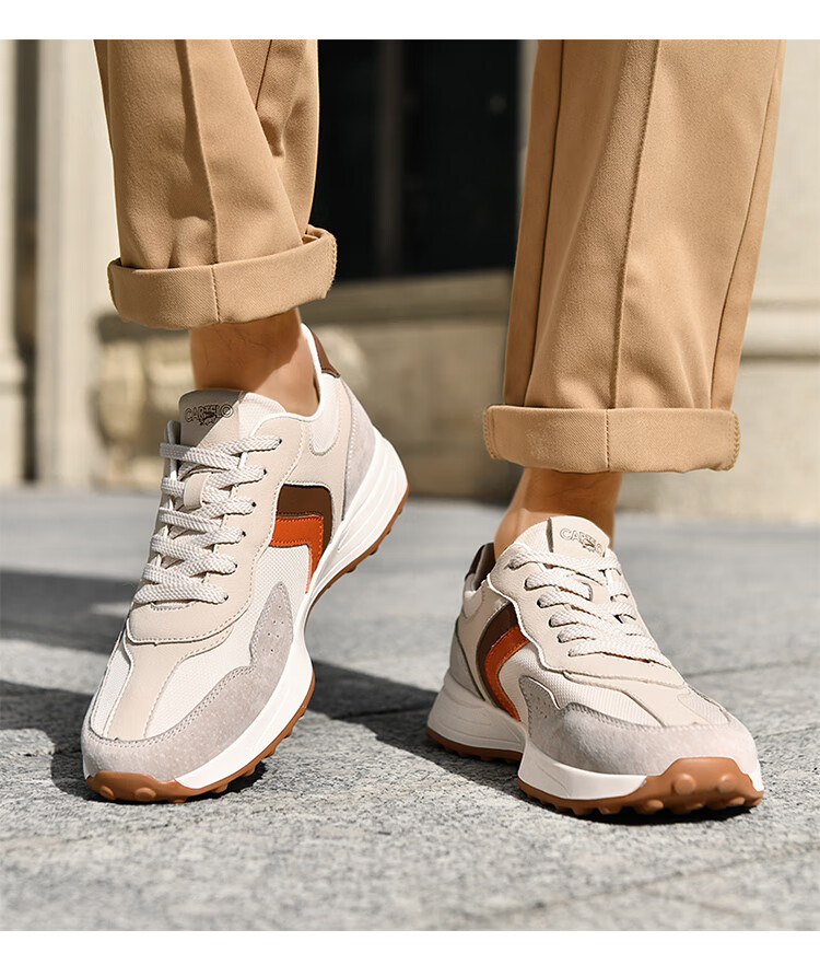 CARTELO Men's Casual Shoes, Breathable Trendy Versatile Travel Shoes, Men's Running Sneakers QH8038 White-Gray 41 11