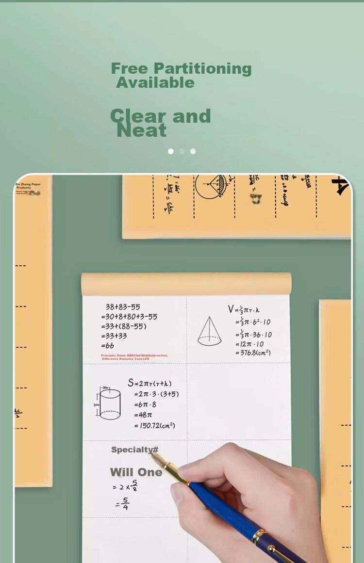 Liupintang Draft Notebook for Elementary School Students with Divided Blank Pages for Math Practice, Calculation Sheets, Exam Preparation, Middle School, High School And College Students' Error Correction And Blank Paper Sheets 3