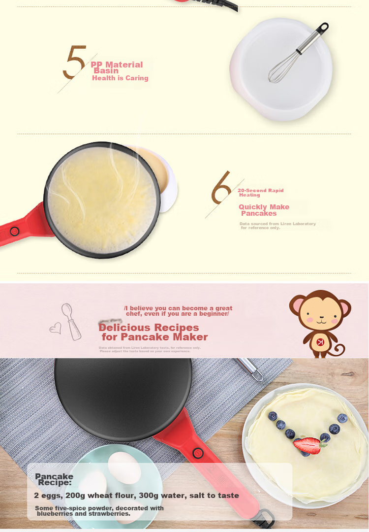 Liven Pancake Maker, Spring Pancake Machine, Breakfast Maker, Home Electric Griddle, Thin Pancake Maker, Sandwich Maker, Spring Pancake And Spring Roll Wrapper Maker, Layer Cake Maker BC-811A 15