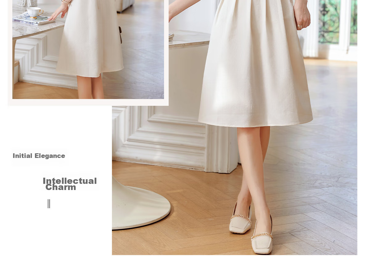 Chushen Summer Short-Sleeve Dress for Women, Fashionable Design V-Neck Waist-Cinching Slimming French-Style Dress S141Q1214 15