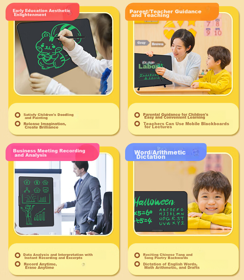 Newsmy 20-Inch Rechargeable LCD Large Screen Math Electronic Blackboard Writing Tablet for Children, Drawing Board for Office Use, Writing Pad for Boys And Girls, Children's Day Birthday Gift, Black 4