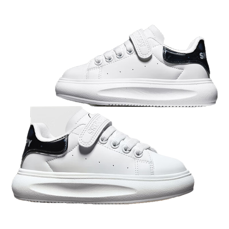 SNOOPY Children's Shoes, Kids' Sneakers for Boys And Girls, Versatile Low-Top Skateboard Shoes, Student White Sneakers, 0222 White And Black, Size 38