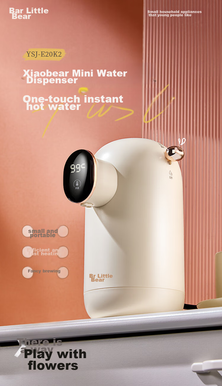 Bear [Mid-Autumn Festival Gift] Instant Hot Water Dispenser, Portable Electric Kettle, Desktop Travel Electric Kettle for Home Use, Small Quick-Heating Milk Maker YSJ-E20K2 2
