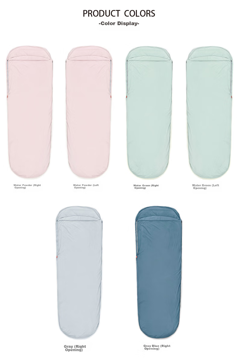 BLACKICE Adult Outdoor Sleeping Bag Liner, Dirt-Proof Bed Sheet, Mummy-Style Travel Portable Sleeping Bag Liner [Gray Blue Right Zipper] 3