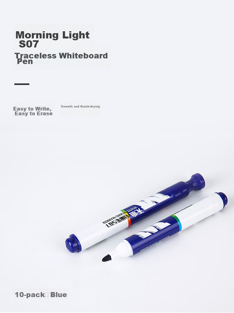M&G Stationery Erasable Whiteboard Markers D10 Single-Tip Office Meeting Pens Easy-To Whiteboard Markers Blue 10 Pcs/box AWMY2202 1