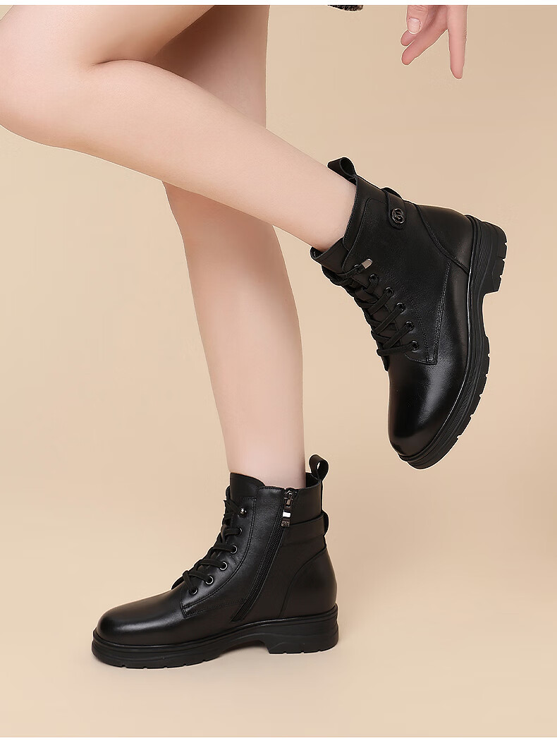 Red Dragonfly High-Top 6-Eyelet Martin Boots Women Fleece-Lined Warm Cotton Short Punk Style Leather Boots WTC434041H 3