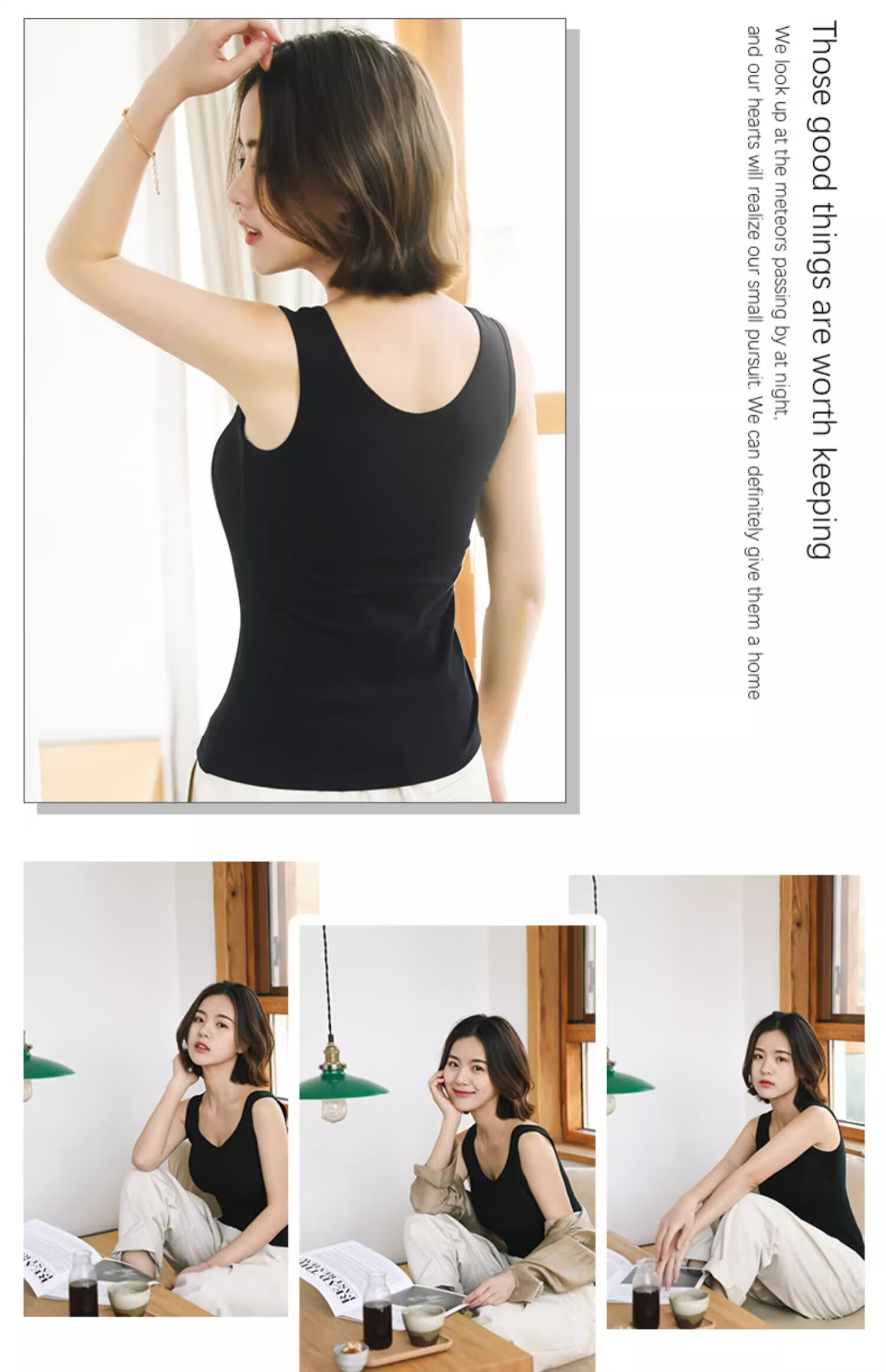 Hengyuanxiang Women's Autumn Pure Cotton Knitted Camisole, Suitable for Outer Wear, Stylish Inner Layering, Base Layer Sports Vest, Small Spaghetti Strap Top 8