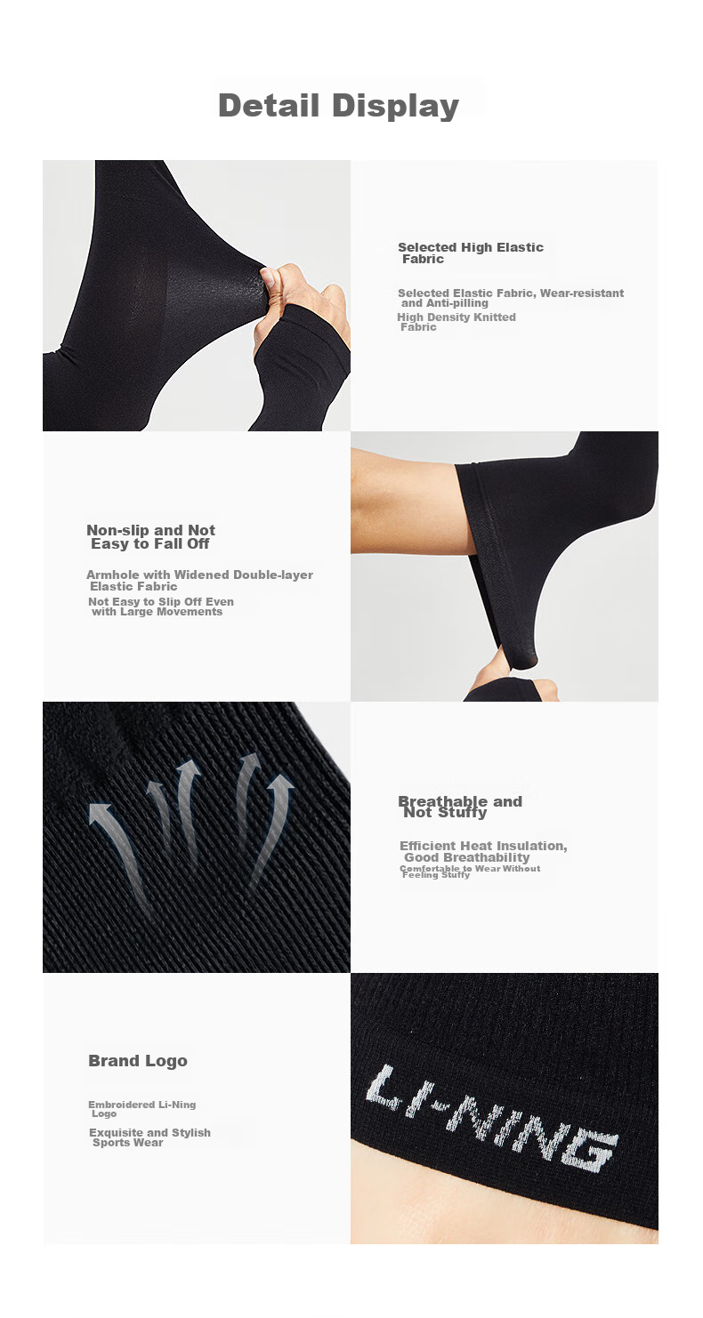 Li-Ning Ice Silk Sun Protection Arm Sleeves for Men And Women, UV-Resistant Cooling Arm Covers, Cycling Arm Guards 13