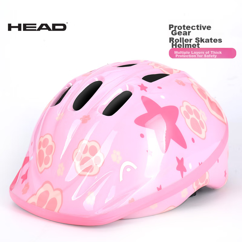 HEAD Adjustable Children's Helmet for Balance Bike, Roller Skating, Bicycle Riding, Skateboarding, Anti-Fall Cartoon Safety Helmet, Baby Pink M/L