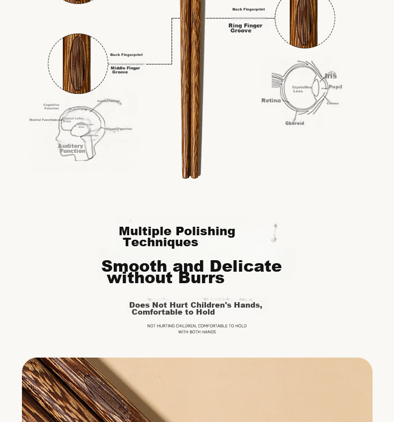 CORN Chicken Wing Wood Children's Chopsticks, Finger Training Chopsticks for Home Use, Baby Learning Chopsticks, Infant Supplementary Food Tableware Short 6
