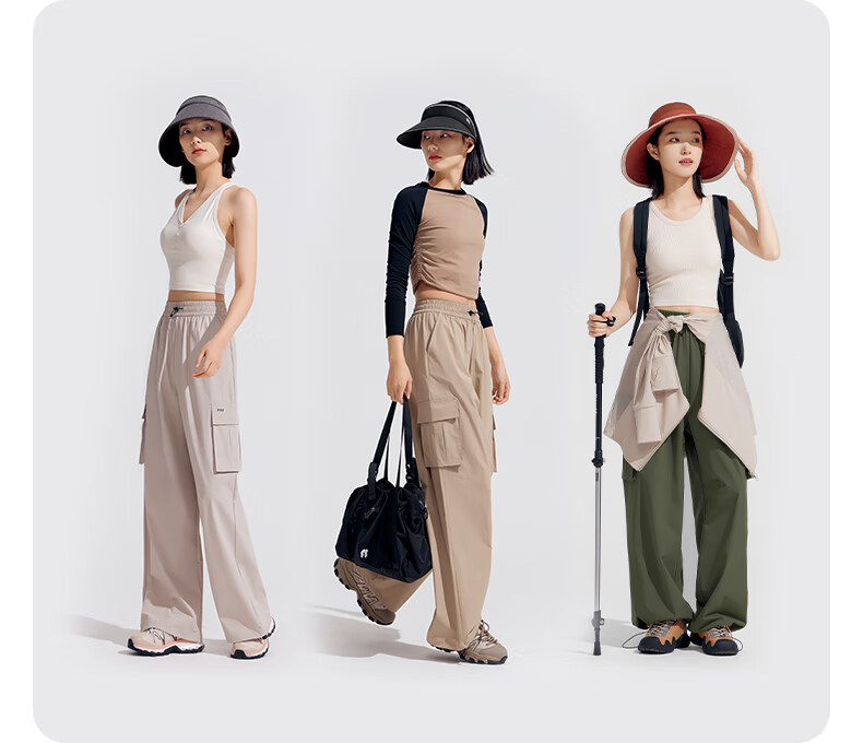 VVC Women's Casual Pants, Spring And Summer Sun Protection Cargo Pants, Wide-Leg Two-Way Wear, Quick-Dry Cool Feeling Patrol Pants, Olive Green, M 7