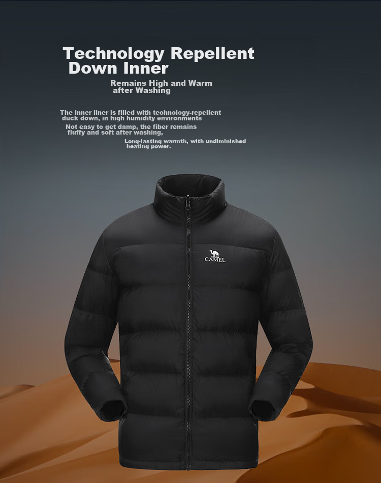 CAMEL Men's Workwear Windbreaker Jacket, Down Coat Two-Piece Set, Three-In Windproof Waterproof Outerwear A13CA31071H 13