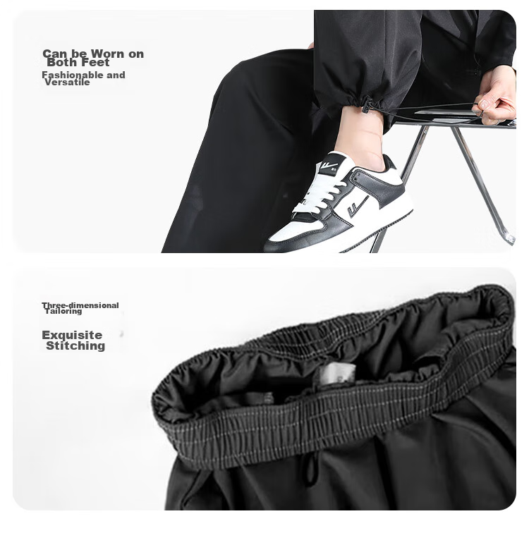 FitonTon Parachute Cargo Pants for Women, Summer Ice Silk Thin High-Waisted Wide-Leg Pants, Slimming Straight-Leg Drawstring Quick-Dry Pants, Casual Trousers 7