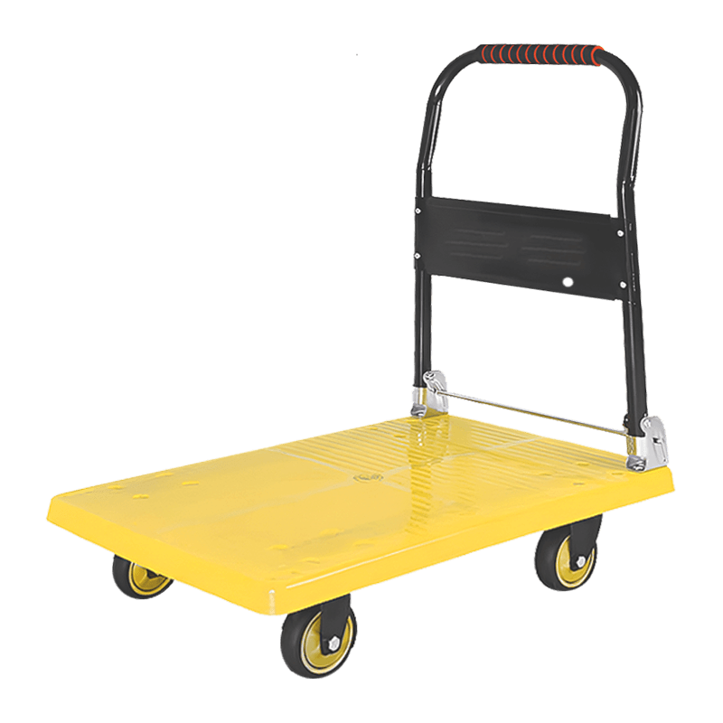Artiya Folding Flatbed Cart Hand Truck Yellow 90x60cm Load Capacity 500kg