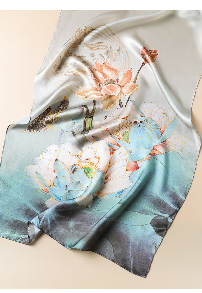 Hangsifu Silk Chinese-Style Scarf, Mulberry Silk Shawl, Birthday Gift for Mom, Practical Gift Box for Women, Machine Gree 13