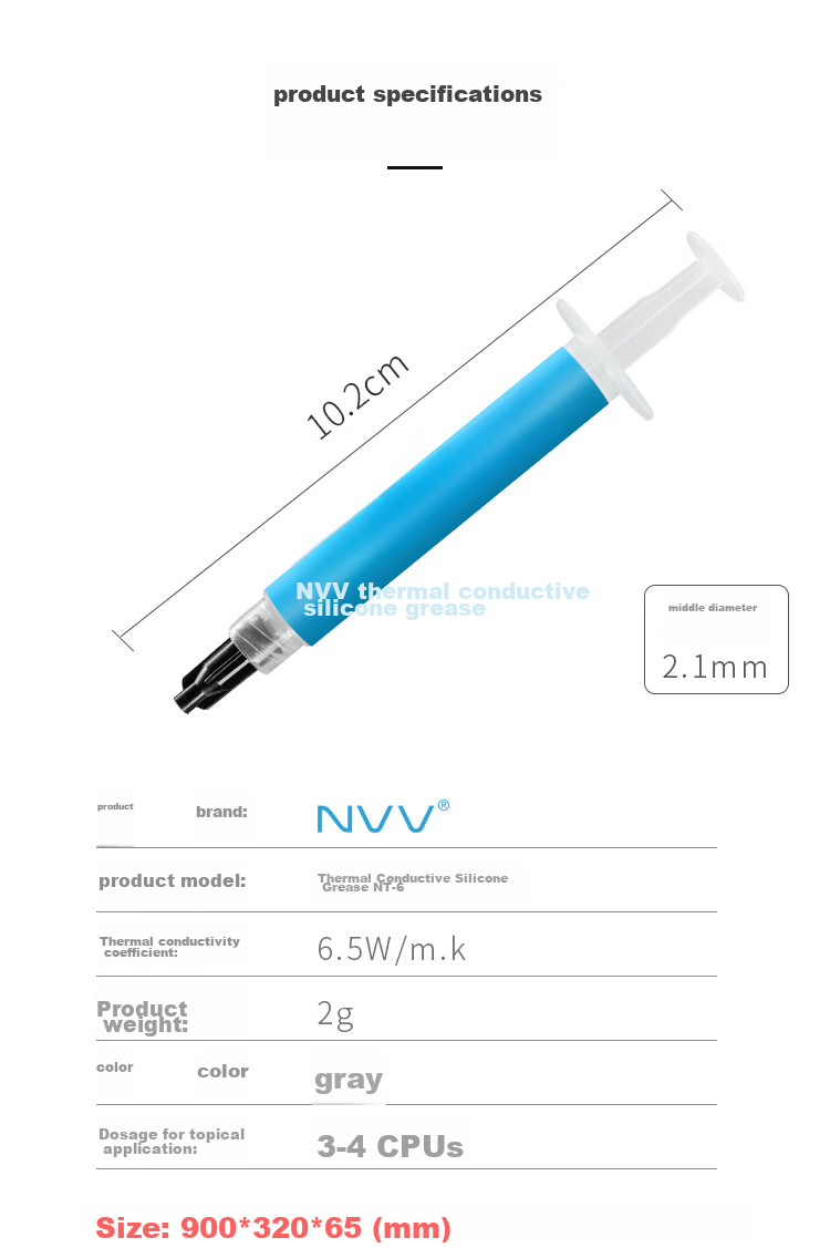 NVV Thermal Paste, Heat Dissipation Silicone Grease for Laptop CPU Graphics Card And Mobile Phone Chips, Thermal Conductivity 4.8 (W/m·K), NT-4, 3g Package 7