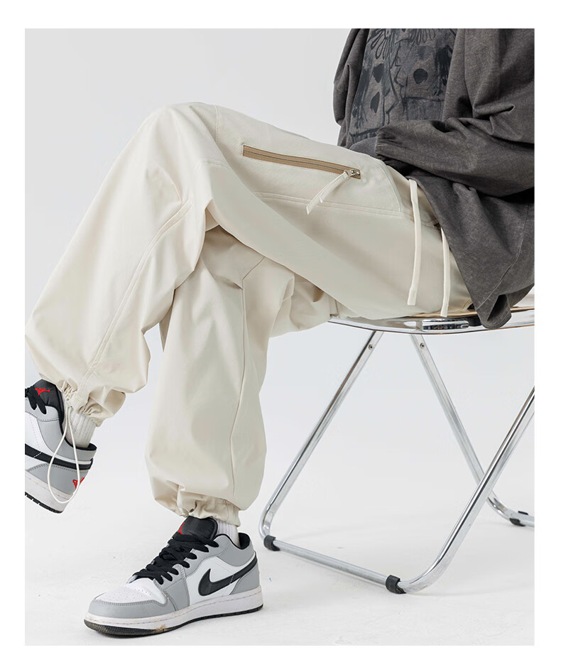 Dingfengbaoluo American-Style Functional Cargo Pants for Men, Summer Versatile Loose-Fit Trendy Outdoor Hiking Casual Trousers DFK35 Apricot Color 2XL 12
