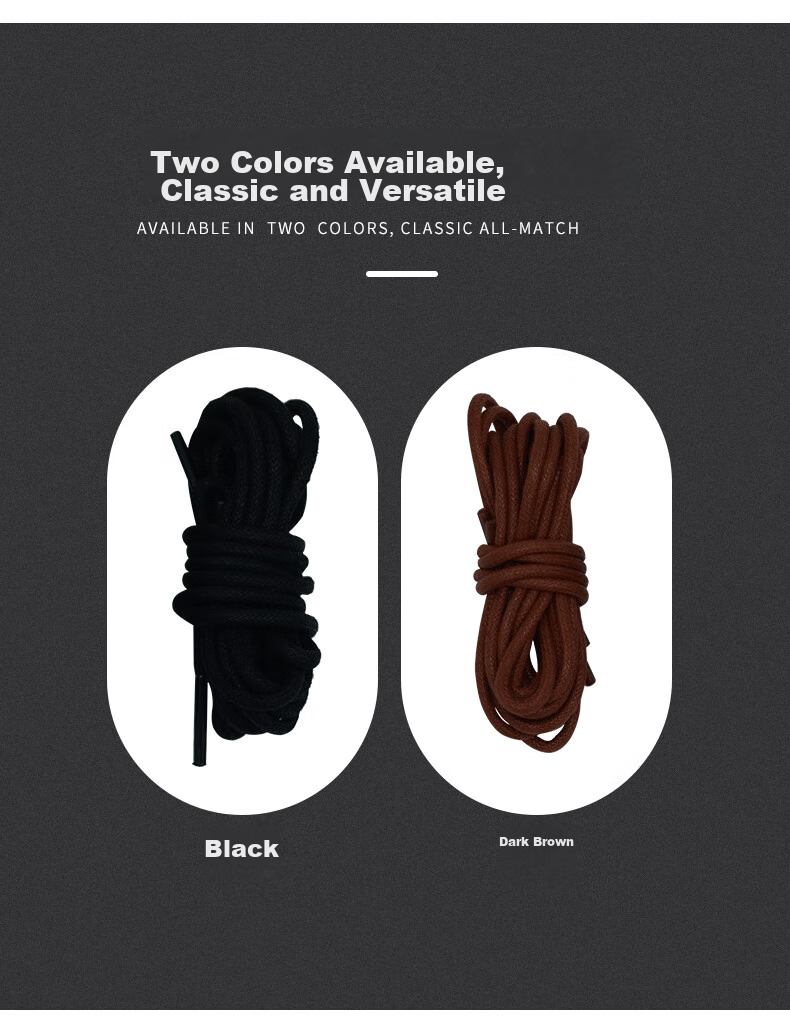 FOOTOPPO Black Leather Shoe Laces for Men's Casual Leather Shoes, Business Round Wax-Edged Black Shoe Laces for Wome 3