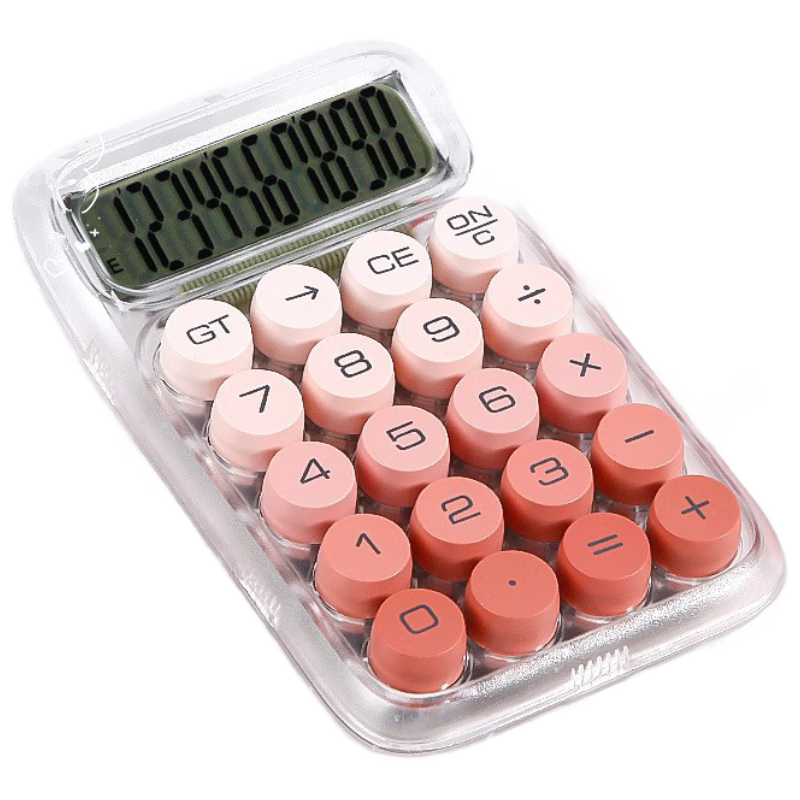 Shaonianban Calculator Holiday Gift, 10-Digit Wide Screen, Large Display for College Students in Third And Fourth Grade, High-Quality Computer Office/study Portable Financial Calculator, Pink Transparent Model